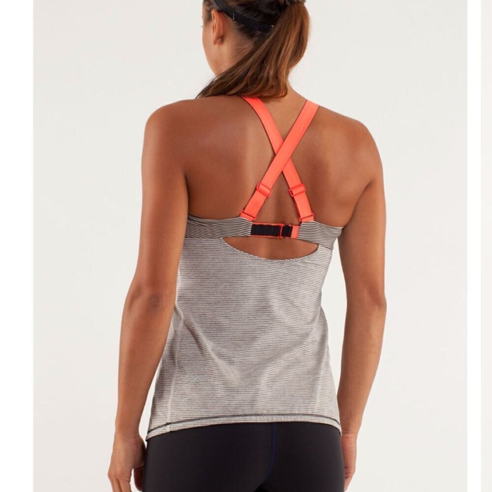 Lululemon Catch Me Tank size‎ 2 Tonka Stripe Cashew Black